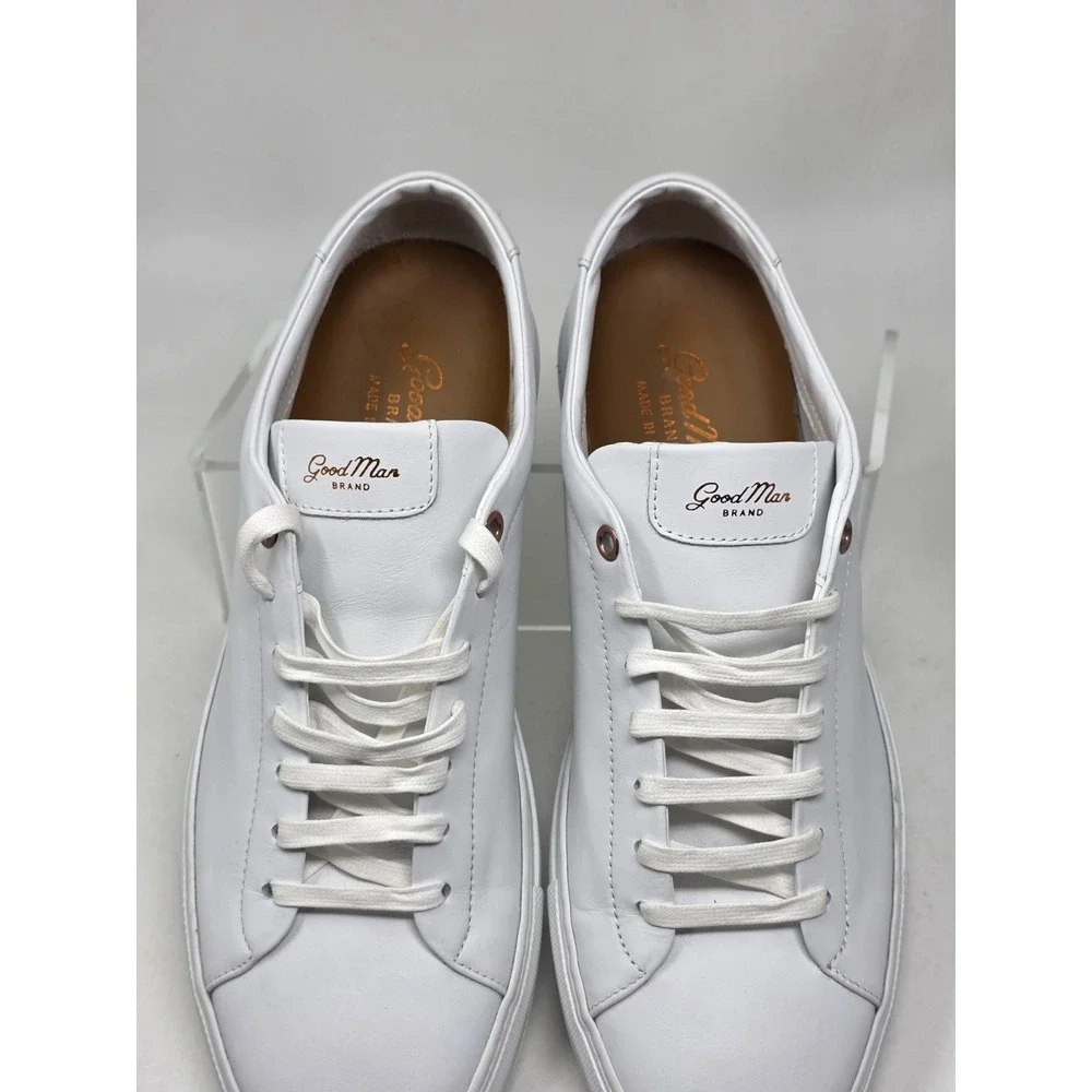 Good Man Brand Mens Size 8 Edge Low Top White Leather Sneakers Made in Italy New